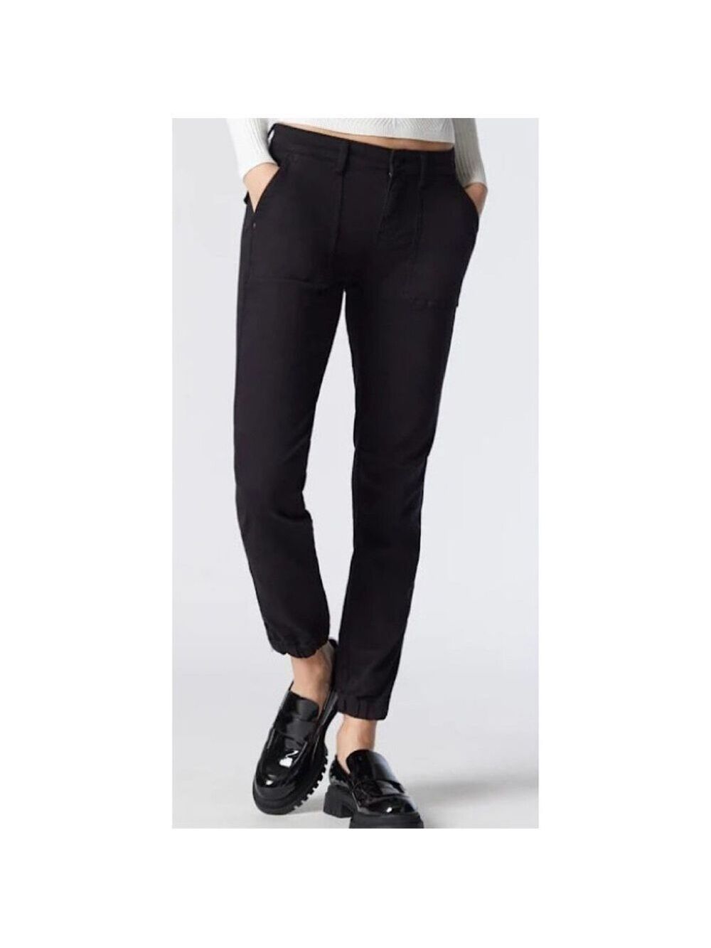 Mavi Ivy Slim Cargo Mid Rise Pant, Black - Size 24